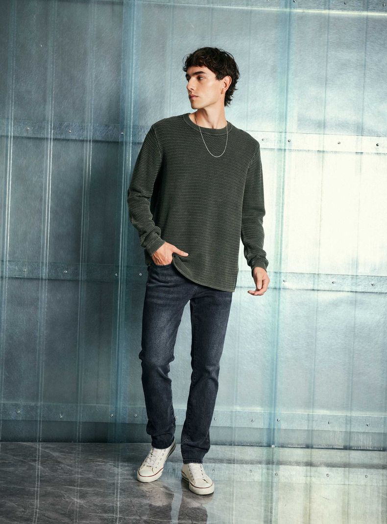 Sweater Punto Arroz Lavado-4