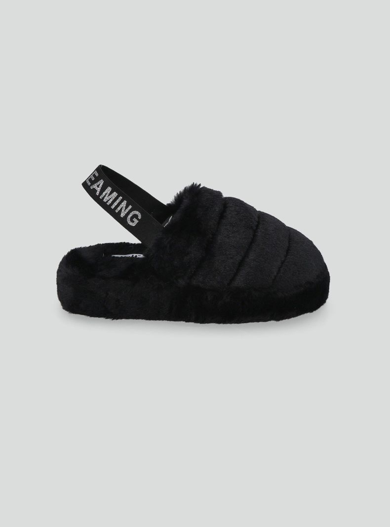 Pantufla Peluda con Elástico eneEl Talón Niña-1
