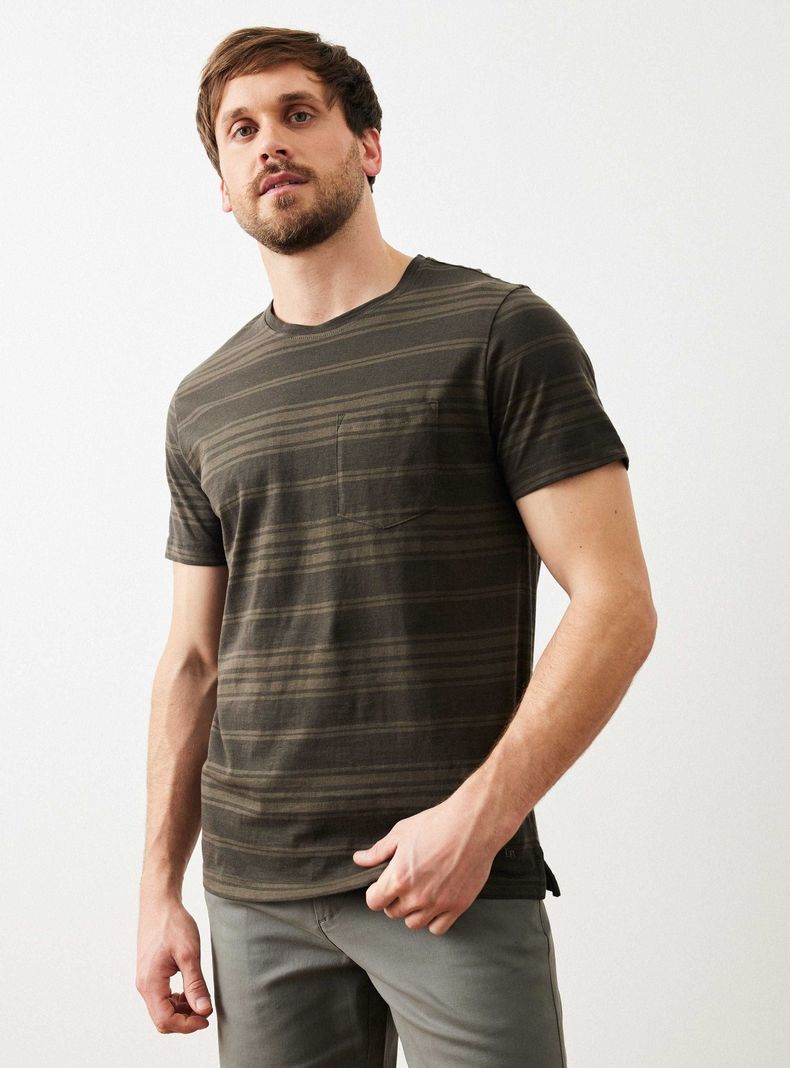 Polera Manga Corta Rayada Slub-0
