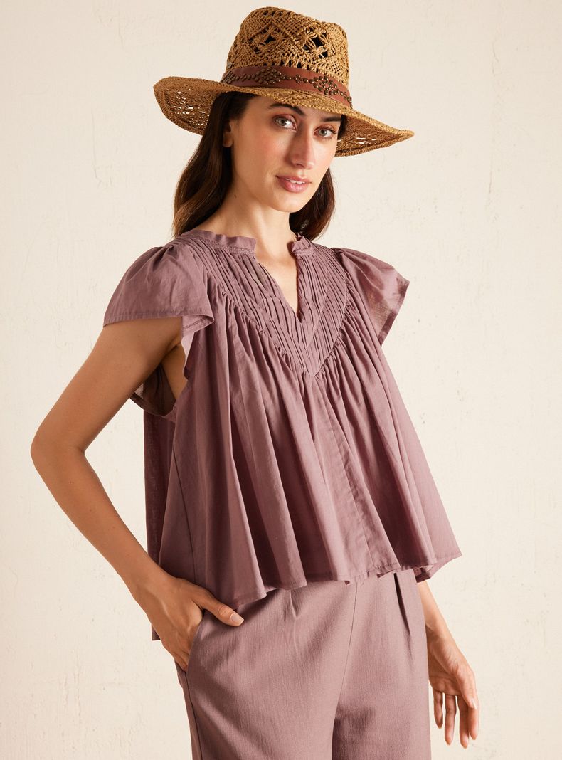 Blusa sin Mangas y Cuello V-0