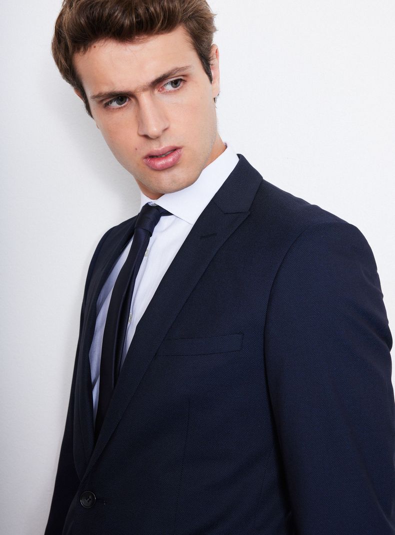 Traje Recto Texturado Slim Fit Vuelta De Cruzado-2