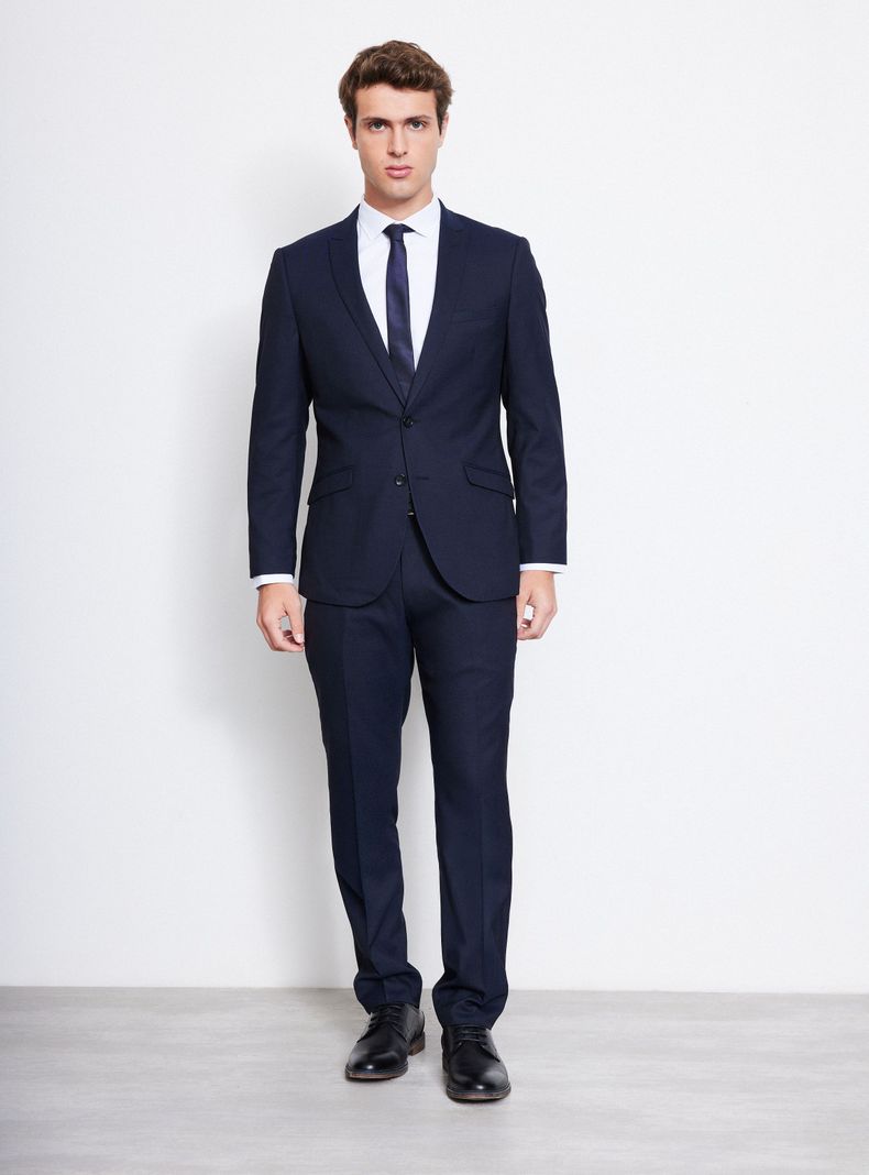 Traje Recto Texturado Slim Fit Vuelta De Cruzado-4