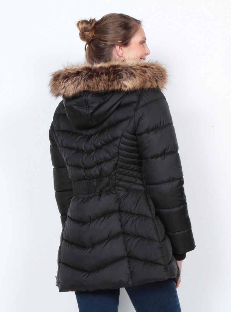 Parka con Piel en Capucha y Bolsillos con Cierres-1