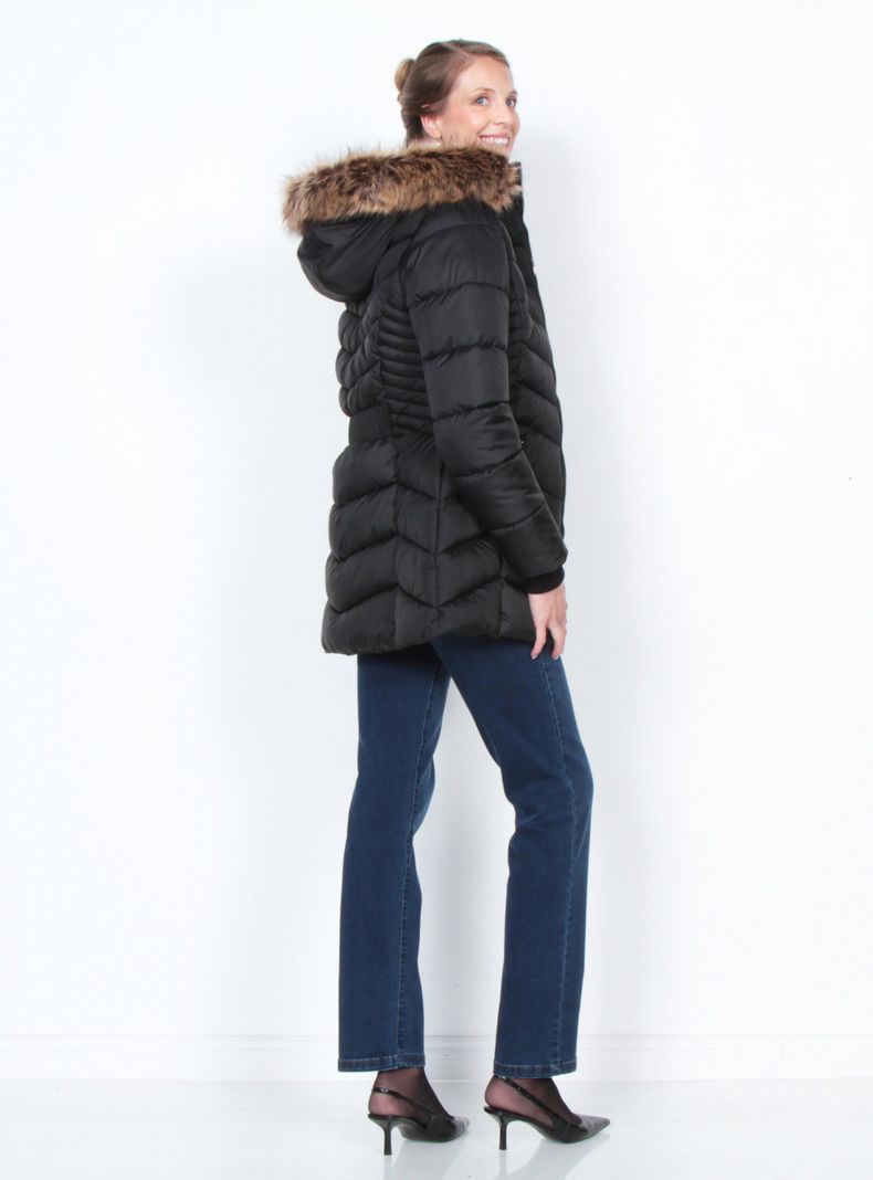 Parka con Piel en Capucha y Bolsillos con Cierres-4