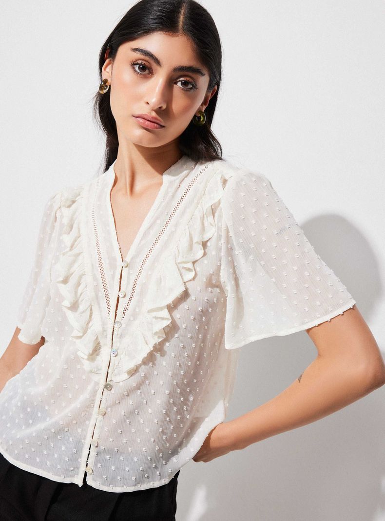 Blusa de Plumetti con Vuelos y Cinta-2