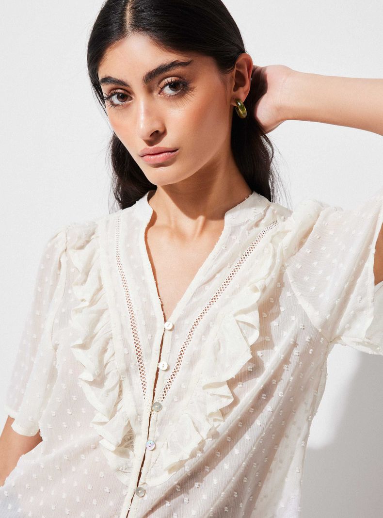 Blusa de Plumetti con Vuelos y Cinta-3