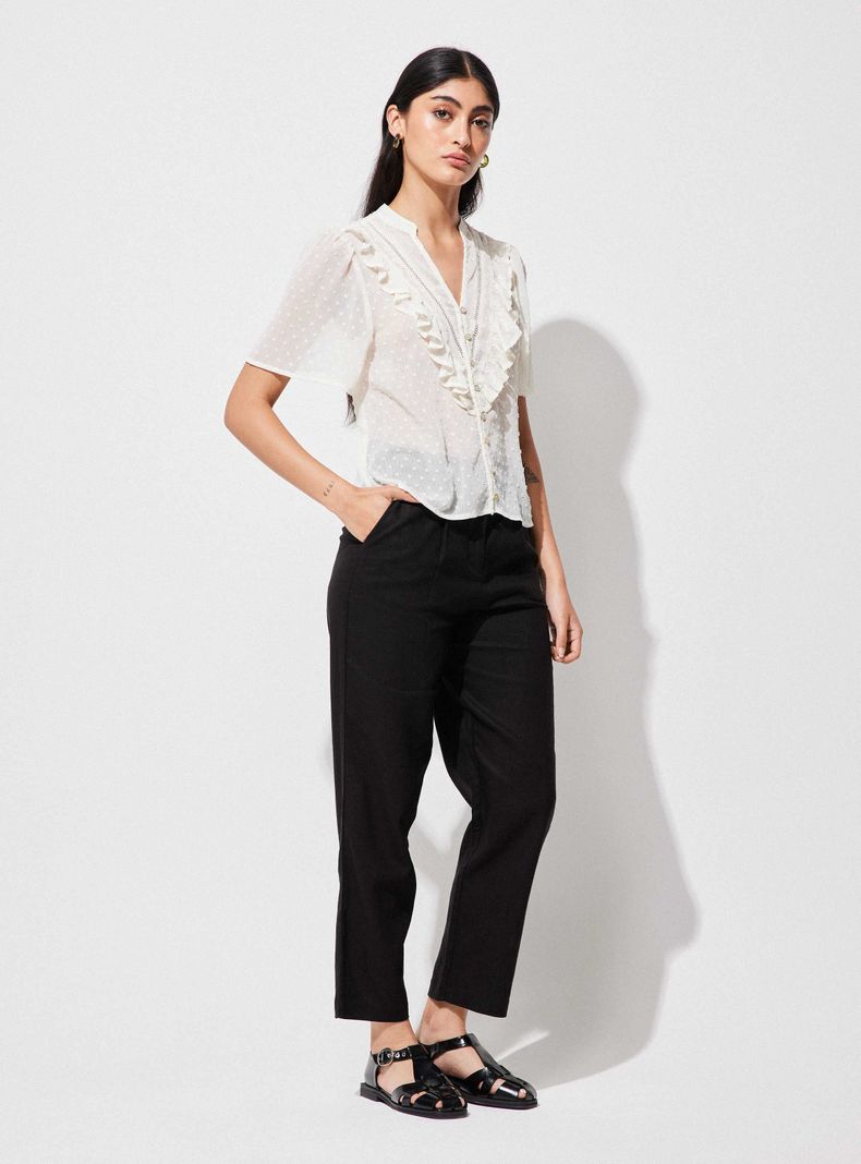 Blusa de Plumetti con Vuelos y Cinta-4