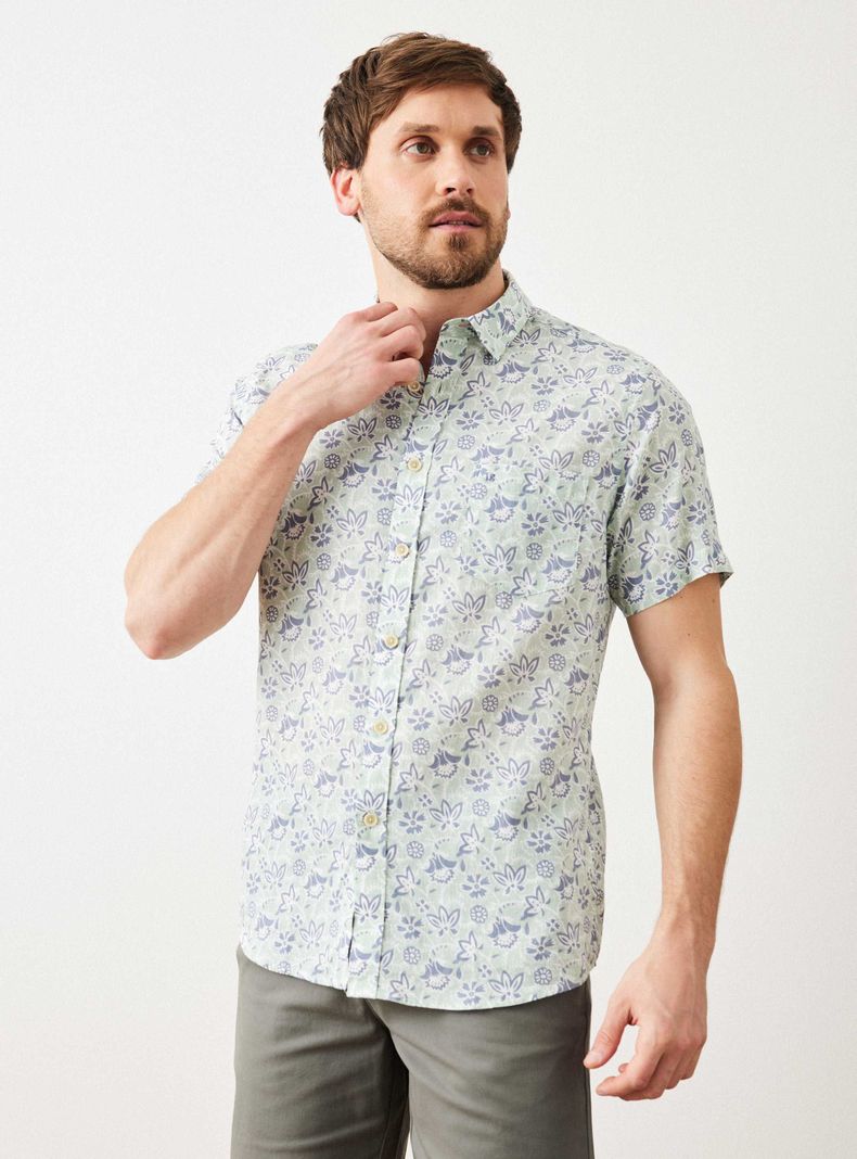 Camisa Manga Corta Floreada-0