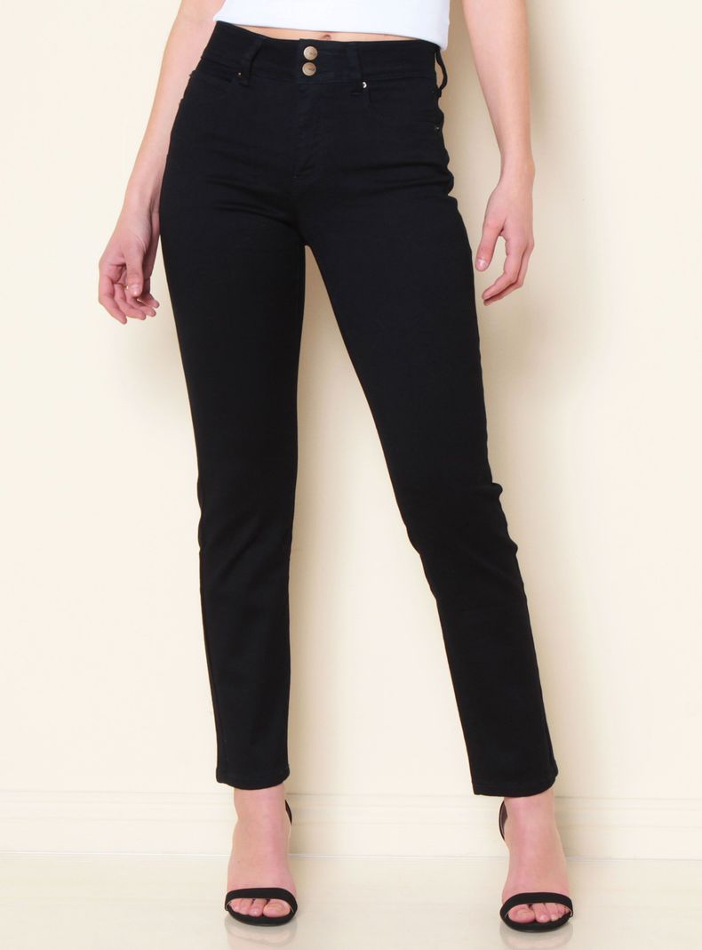 Jeans Tiro Alto Pretina Media 2 Botones Push Up-0