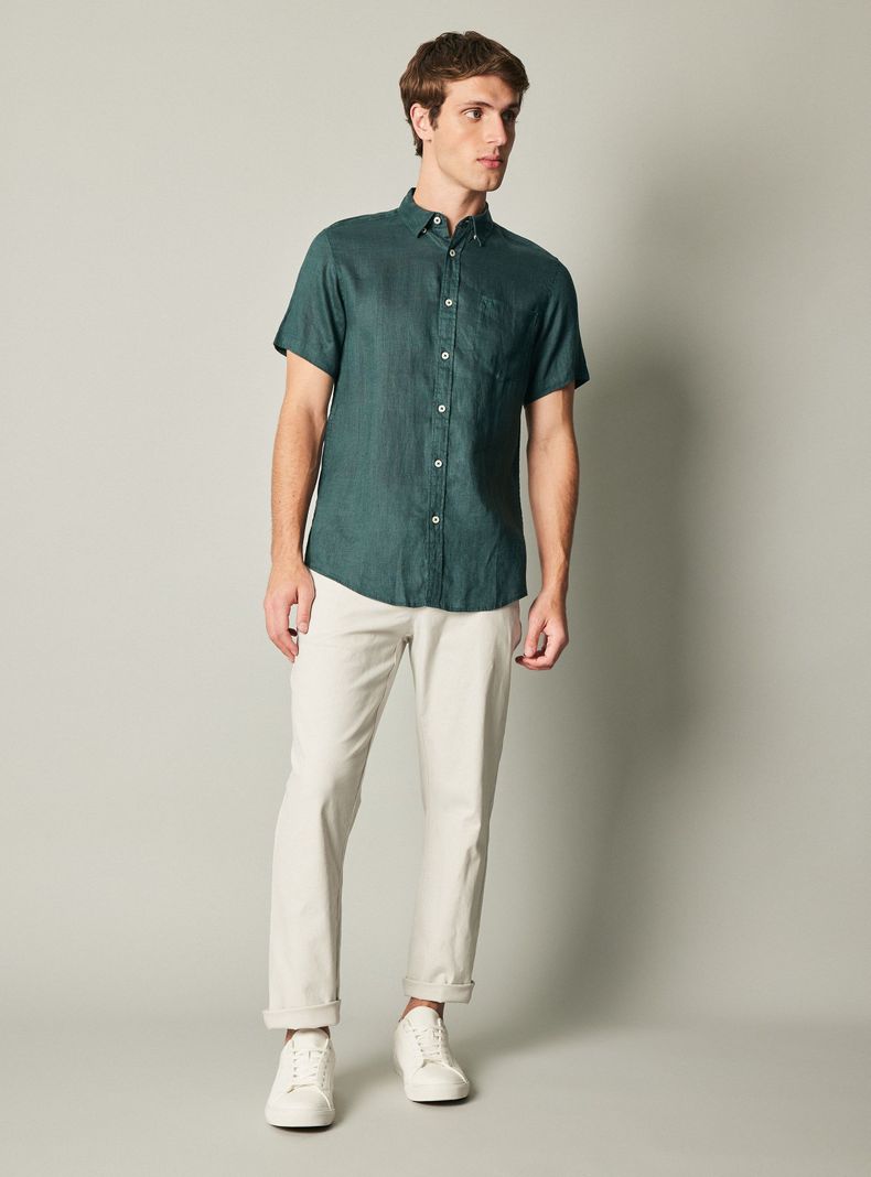 Camisa Manga Corta Lino Casual-4