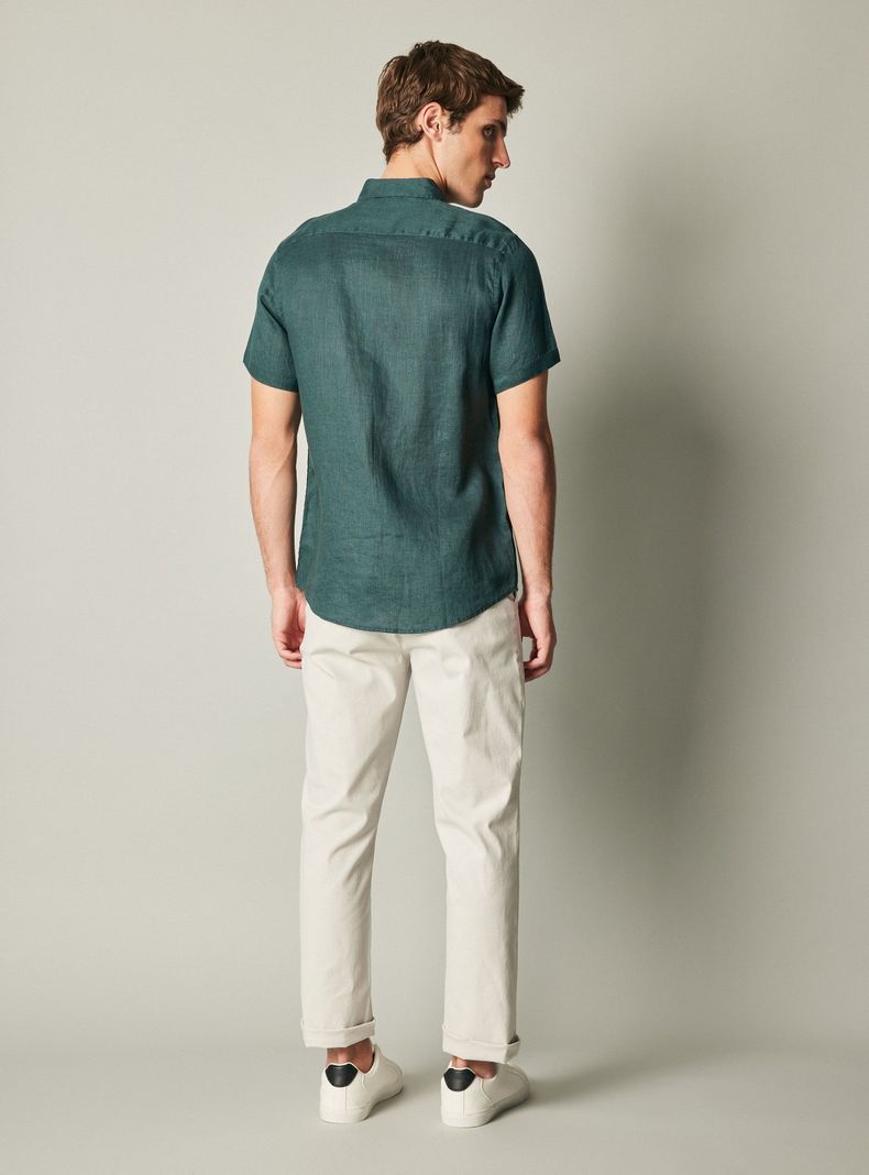 Camisa Manga Corta Lino Casual-5