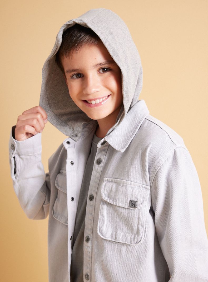 Camisa de Twill con Capucha-1