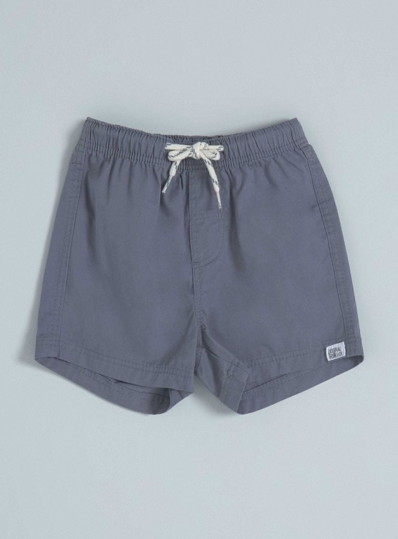 Short de Twill de un Color con Cordón Ajustable-0