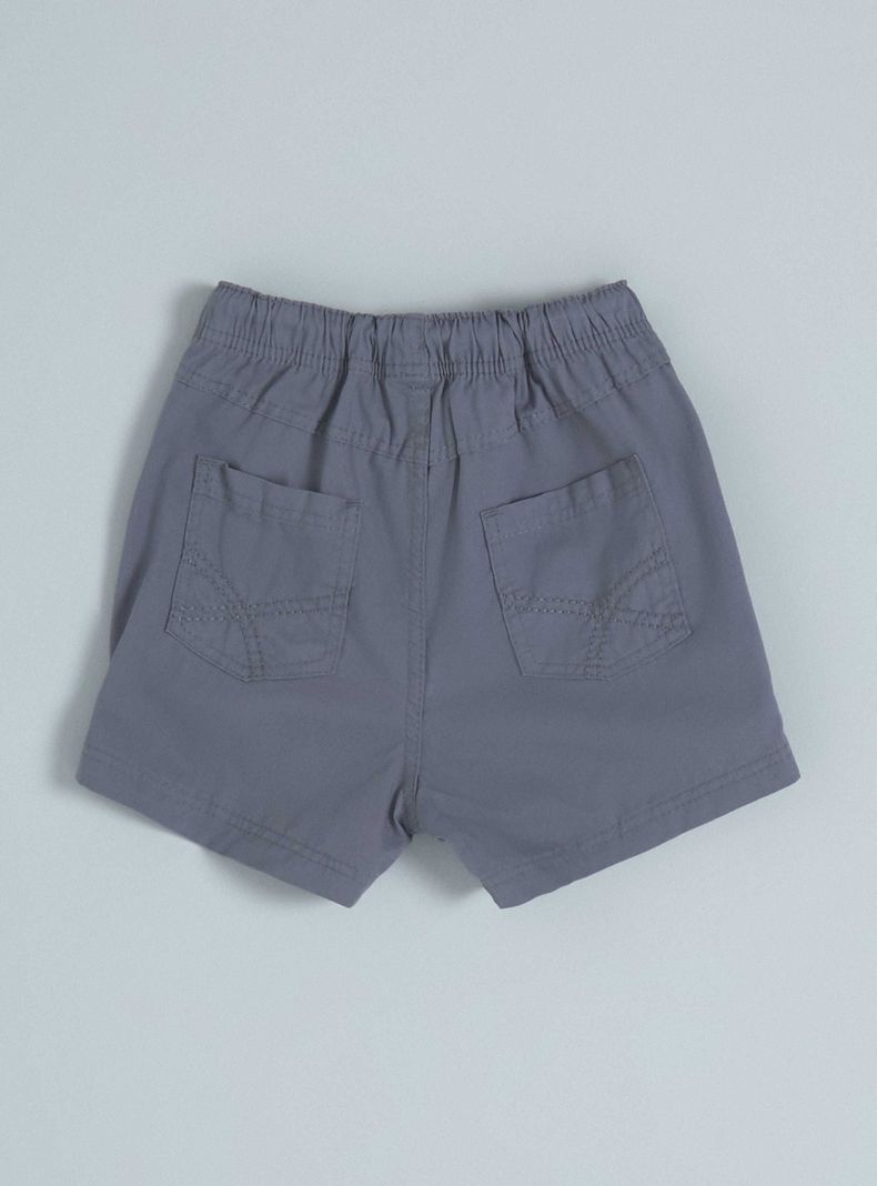 Short de Twill de un Color con Cordón Ajustable-1