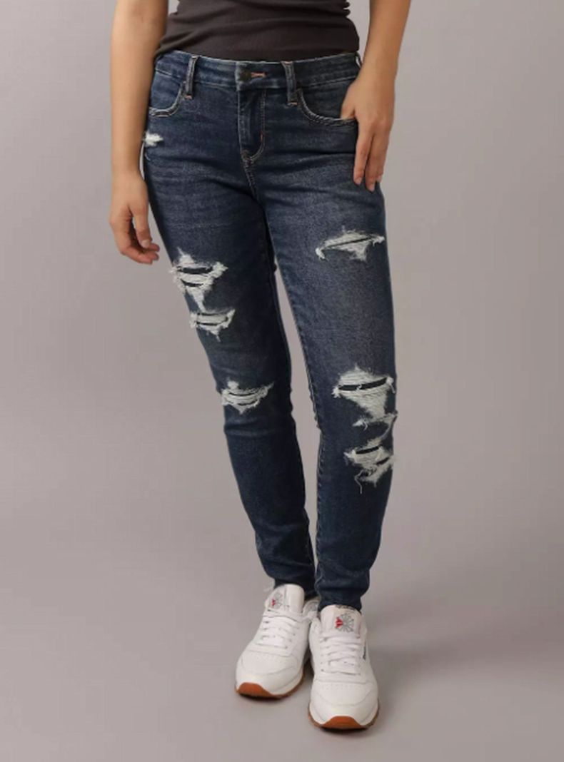 Jeans Ae NeT Level Jegging Curvy Tiro Alto con Rasgados-0