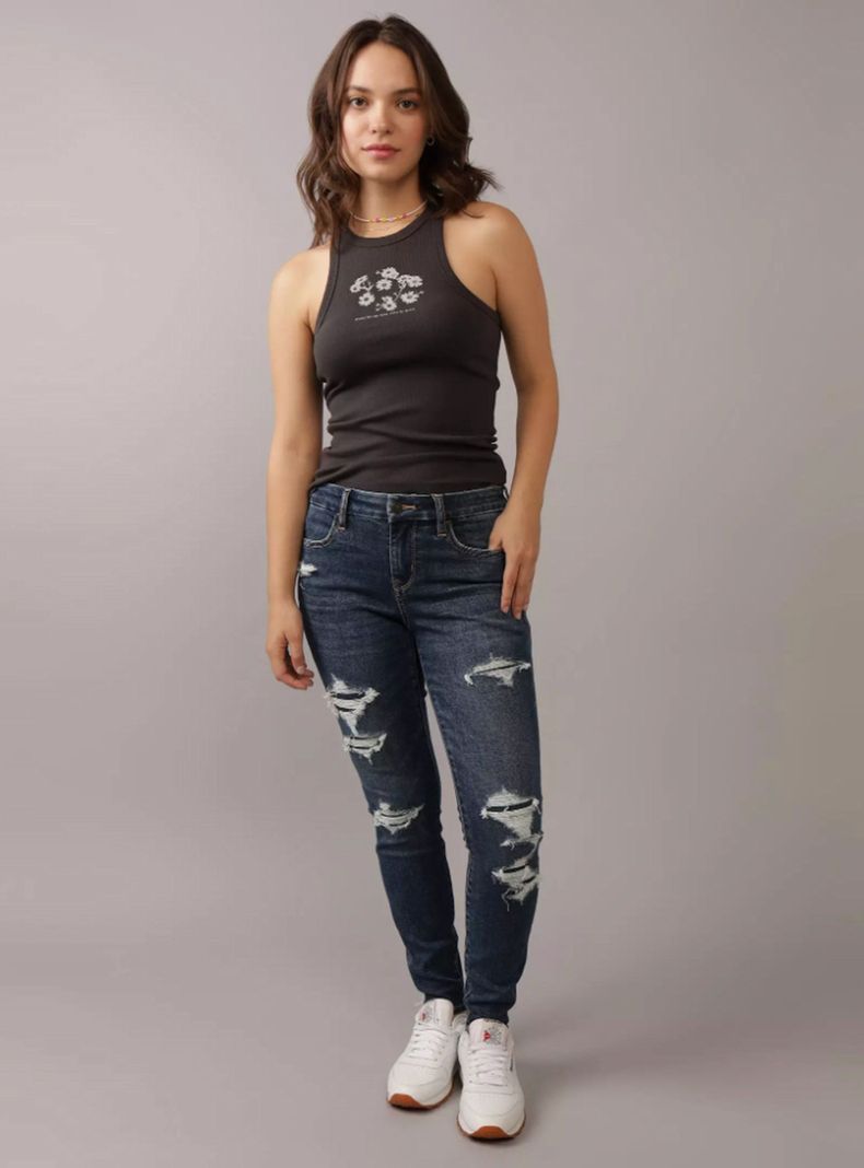Jeans Ae NeT Level Jegging Curvy Tiro Alto con Rasgados-2