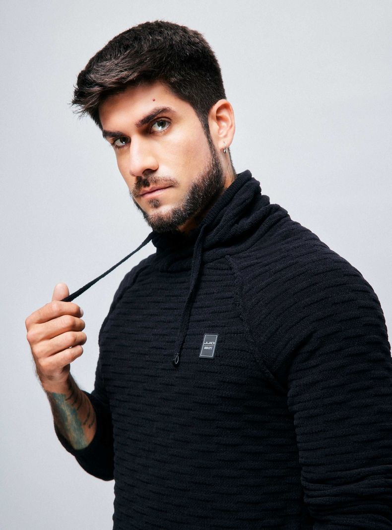 Sweater Punto Texturado Cuello Alto Cruzado-2