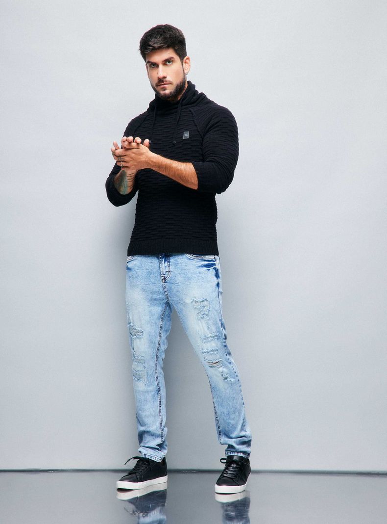 Sweater Punto Texturado Cuello Alto Cruzado-4