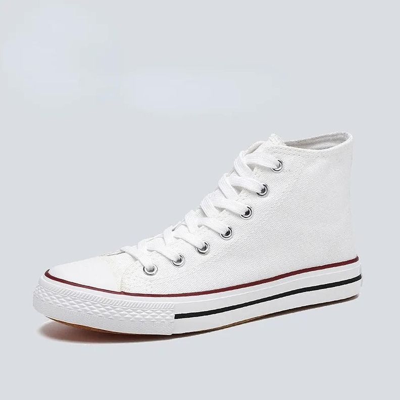 Zapatilla Urbana De lona Casual Caña Alta Blanca-7253-0