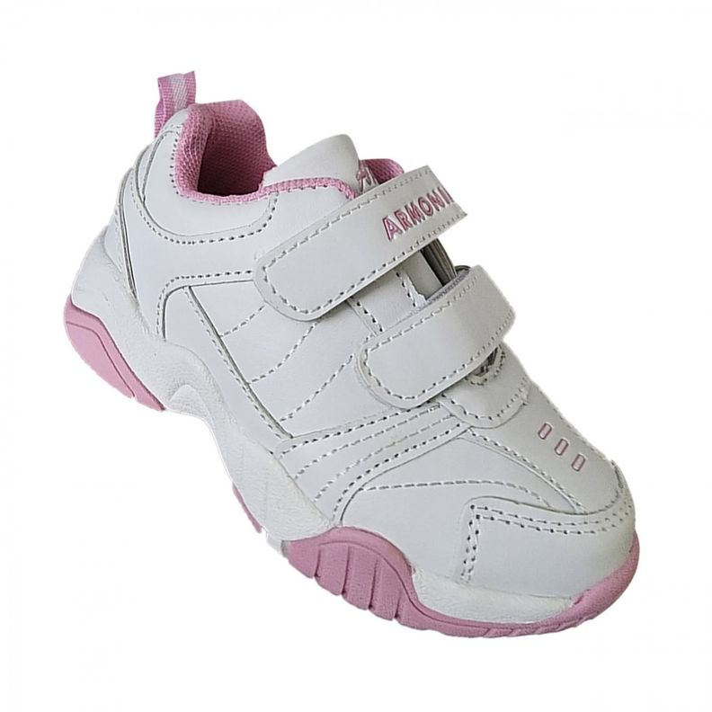 Zapatillas Blancas Rosa Escolares Deportivas - 7062-0
