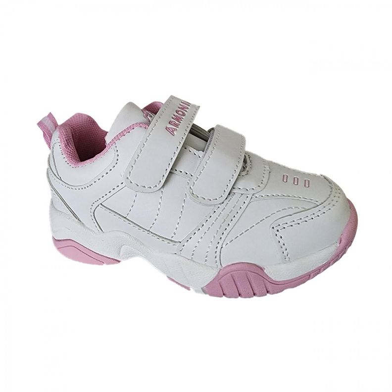 Zapatillas Blancas Rosa Escolares Deportivas - 7062-1