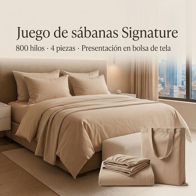 SABANAS 800 HILOS SIGNATURE BEIGE 2 PLAZAS 794
