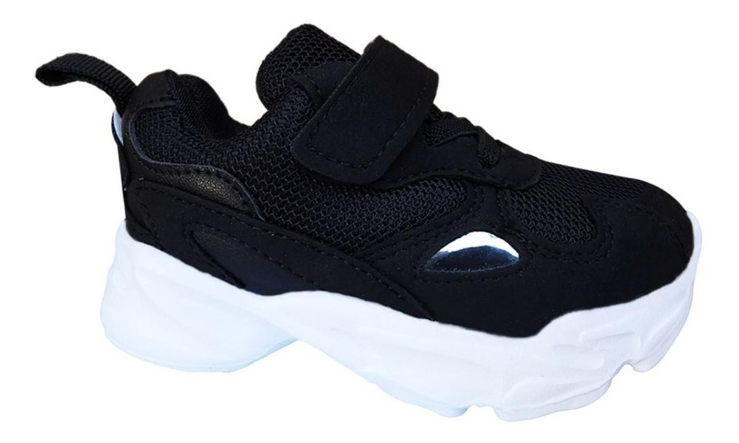 Zapatillas Infantiles Urbanas Deportivas Velcro Negro - 7160-0