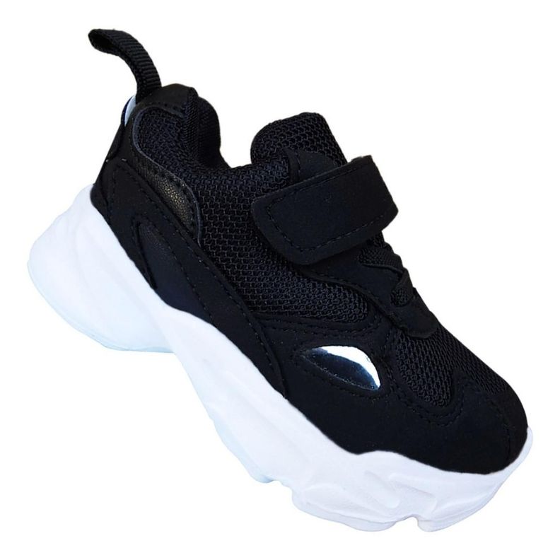 Zapatillas Infantiles Urbanas Deportivas Velcro Negro - 7160-1