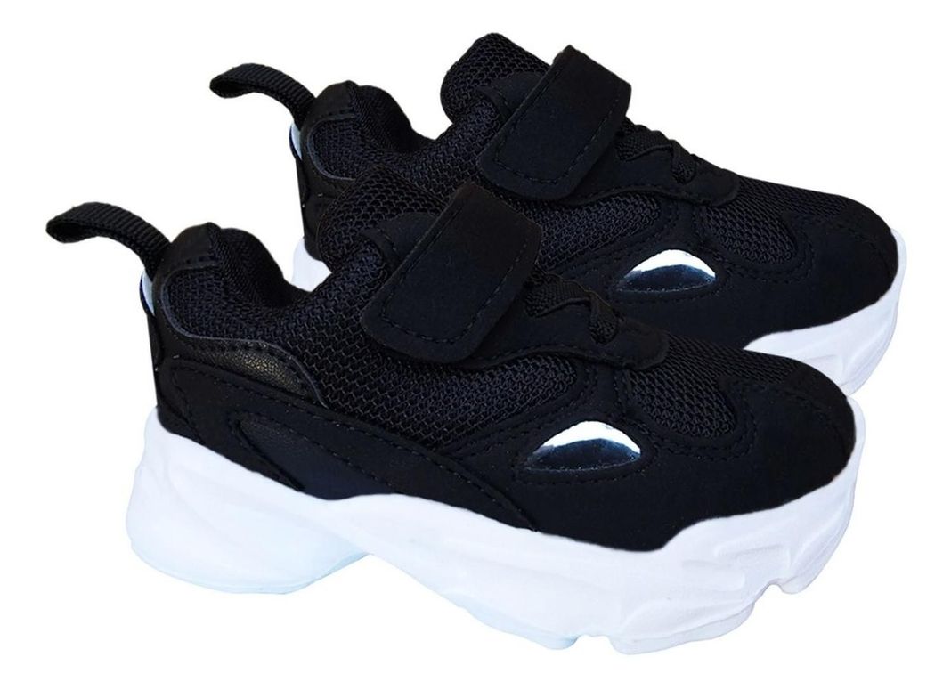 Zapatillas Infantiles Urbanas Deportivas Velcro Negro - 7160-2