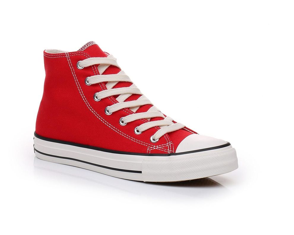 Zapatilla Urbana De lona Casual Caña Alta Roja-7251-1