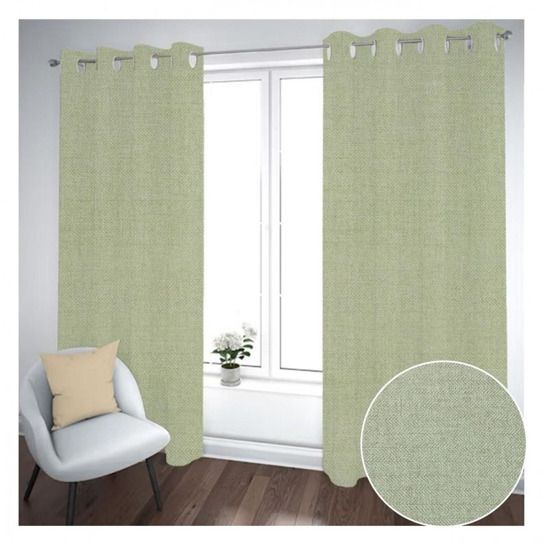 Cortina Black Out 2 Paños Decorativa Color Verde N°57 (140X230)