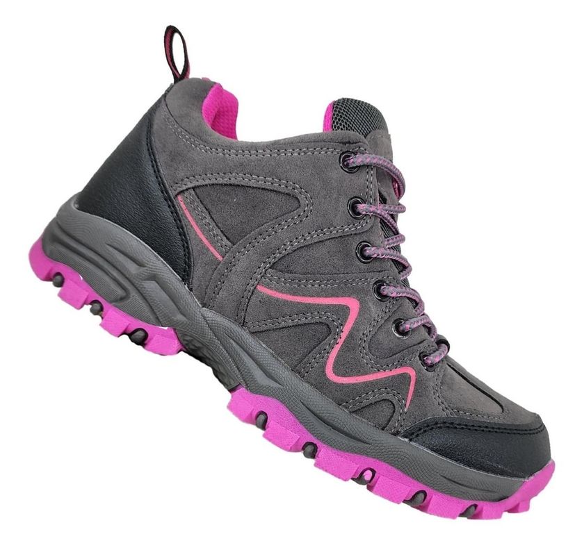 Zapatillas Caña Media Mujer Outdoor Gris Y Rosa - 3134-0