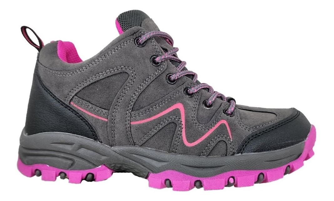 Zapatillas Caña Media Mujer Outdoor Gris Y Rosa - 3134-1