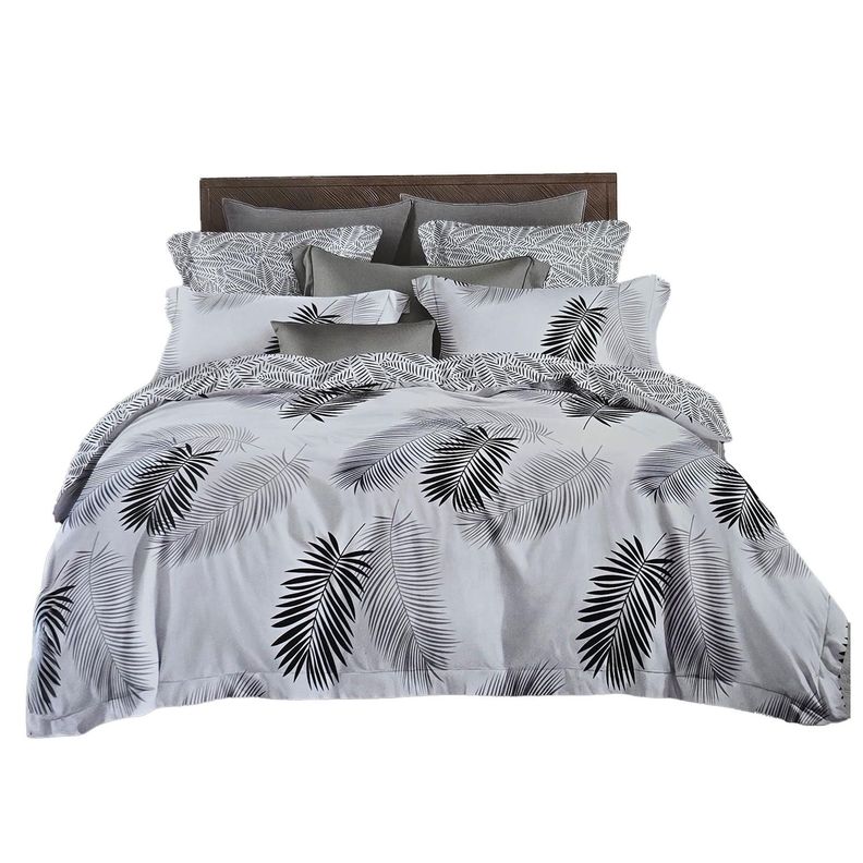 JUEGO DE SABANAS 2.5 PLAZAS KING HOJAS GRIS 642-1