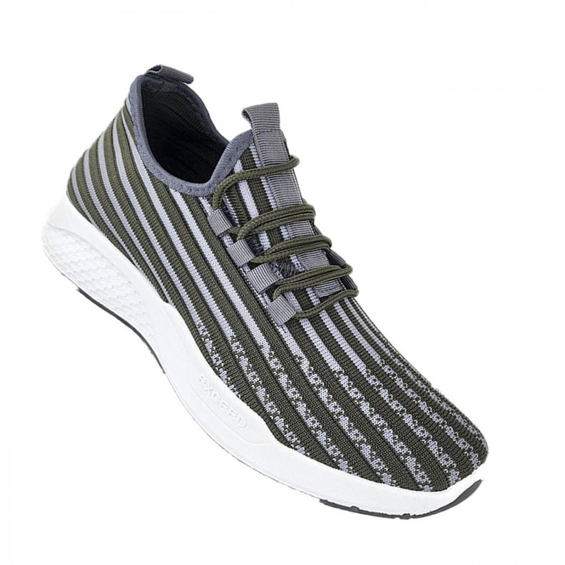 Zapatillas Deportivas Running Negro Rayas Verdes 3202-0