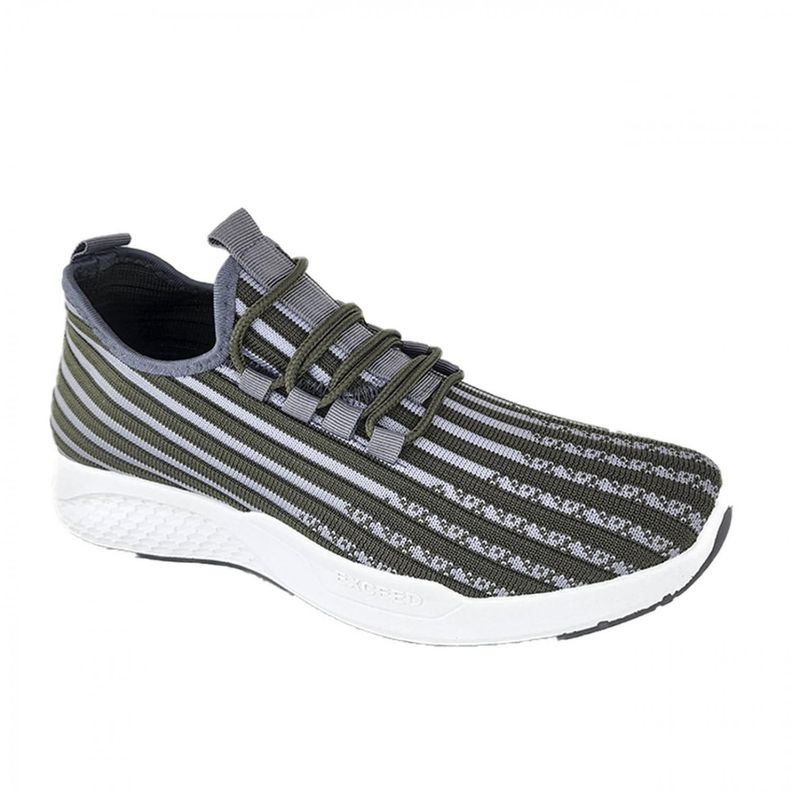 Zapatillas Deportivas Running Negro Rayas Verdes 3202-1