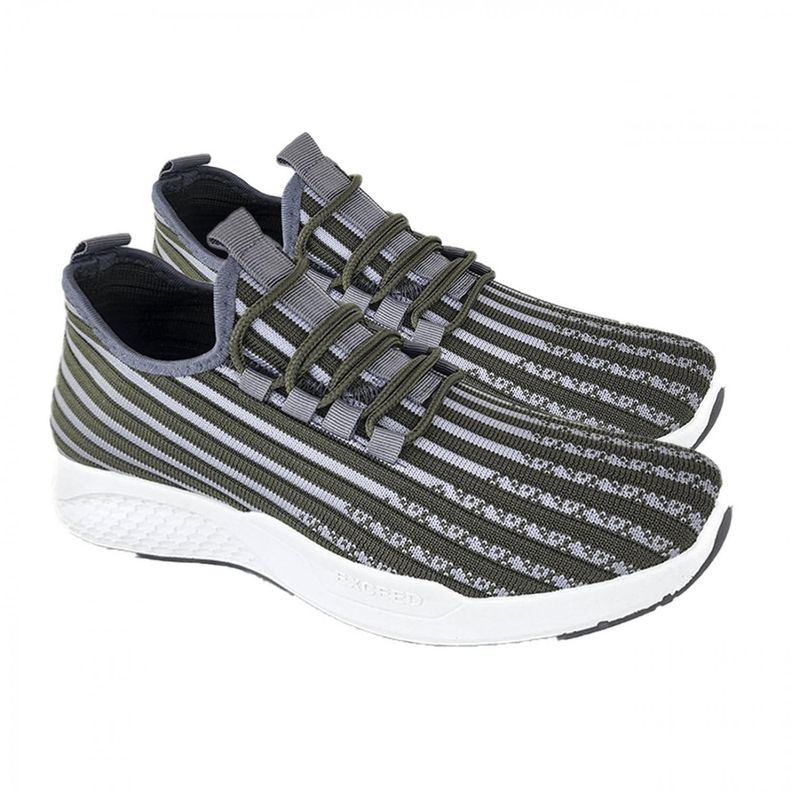 Zapatillas Deportivas Running Negro Rayas Verdes 3202-2