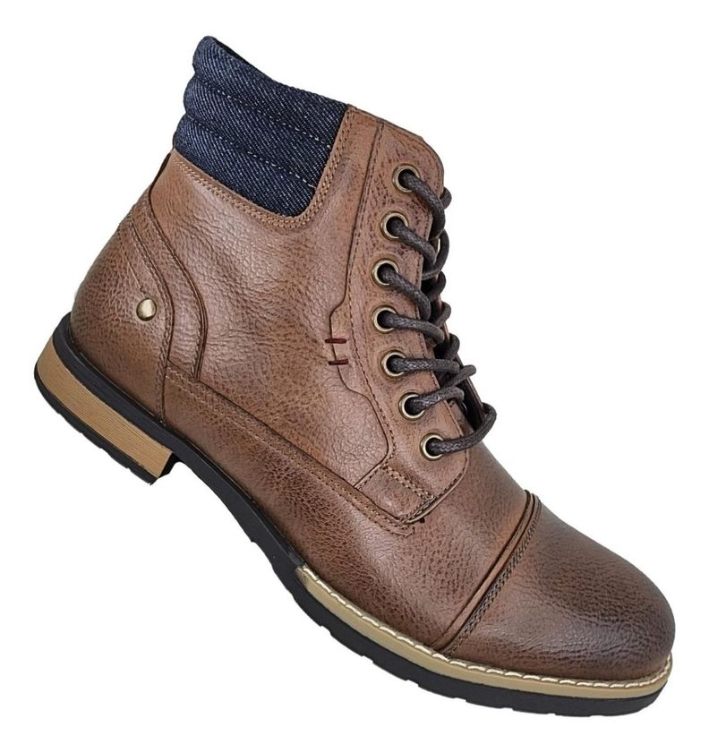 Botin Casual De Hombre Con Cierre Y Cordón - Cuero Pu - 3129-0
