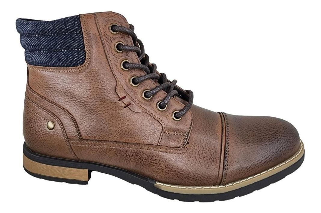 Botin Casual De Hombre Con Cierre Y Cordón - Cuero Pu - 3129-1