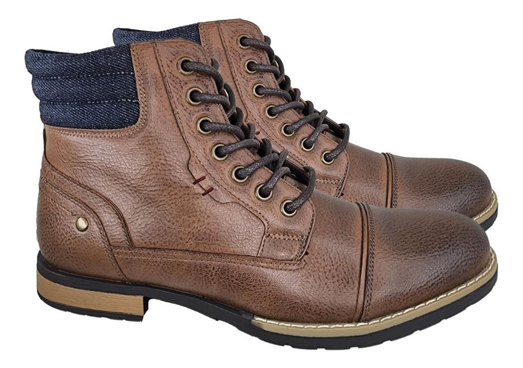 Botin Casual De Hombre Con Cierre Y Cordón - Cuero Pu - 3129-2