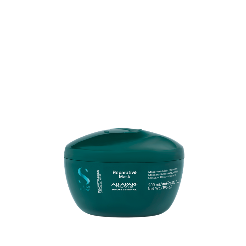 ALFAPARF Shampoo + Mascarilla Reconstrucción + Cristal líquido Semi di lino-1