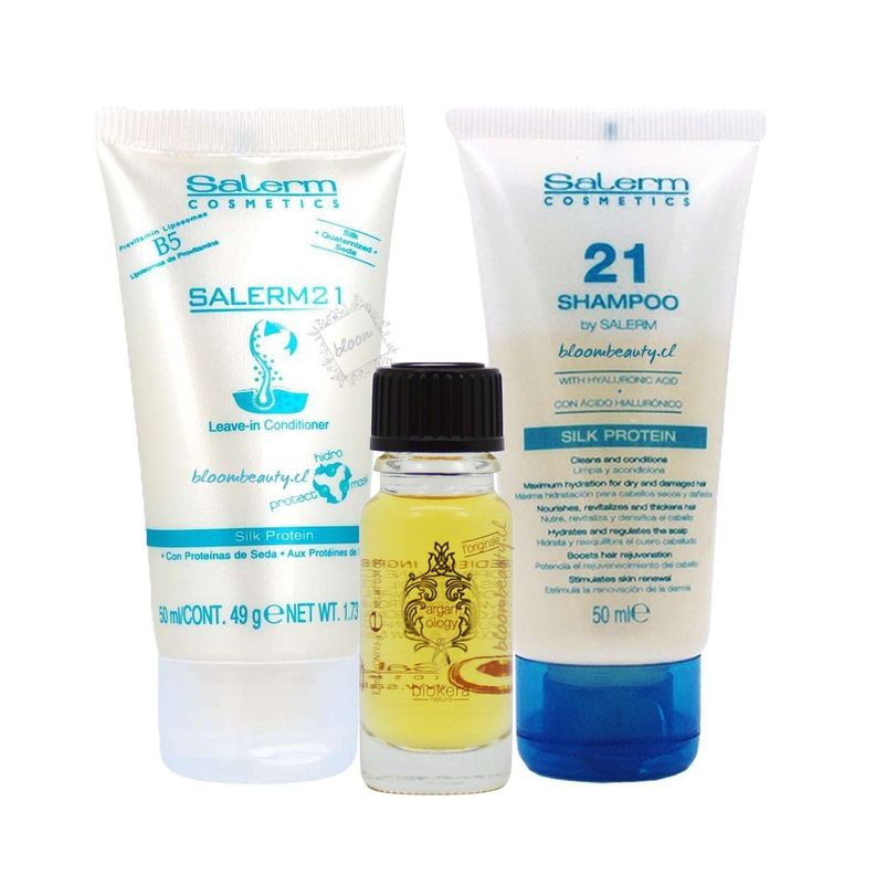 SALERM 21 Kit mini Shampoo + crema + aceite de argan biokera-0