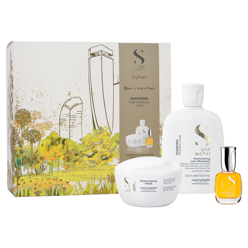 Pack regalo Alfaparf Diamond Brillo Shampoo + Mascara + Cristal