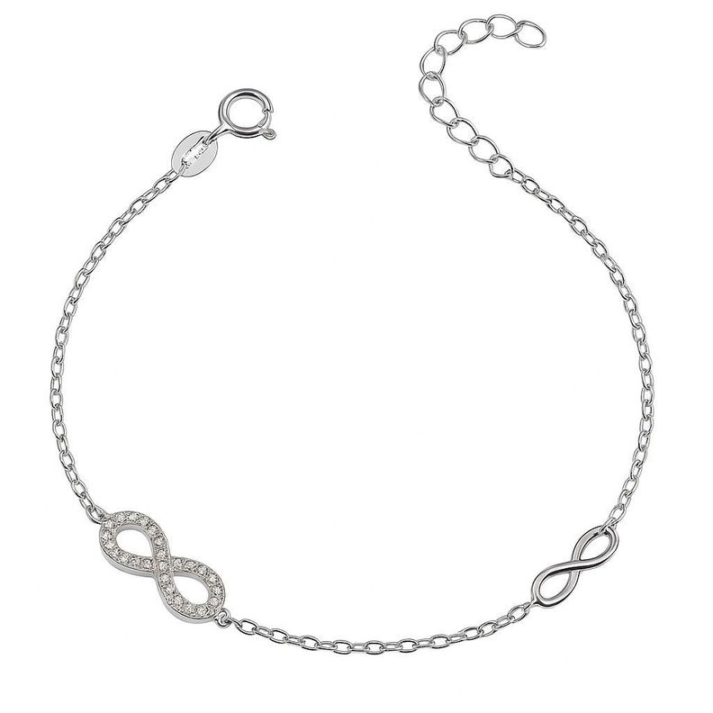 Pulsera Plata 925 Dos Infinitos y Circones