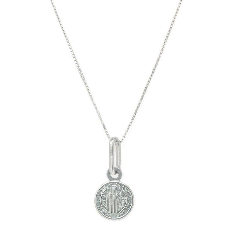 Collar Medalla Plata 925 San Benito Protector Ninos