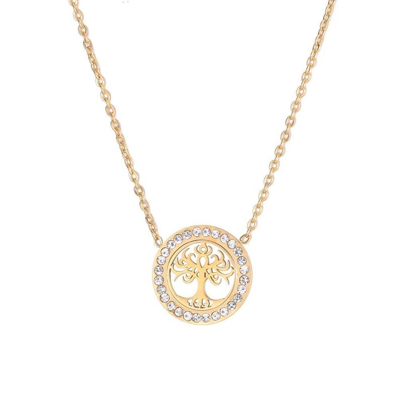 Collar Árbol de la vida con Circones Dorado Acero