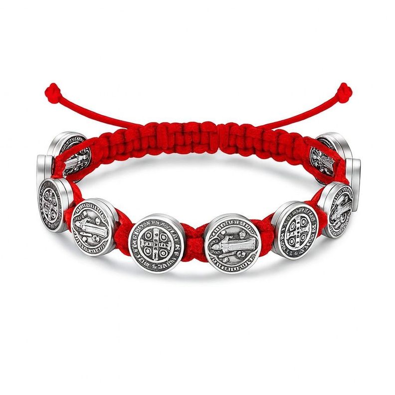Pulsera Hilo Rojo San Benito Protector 10 Medallas MD1127