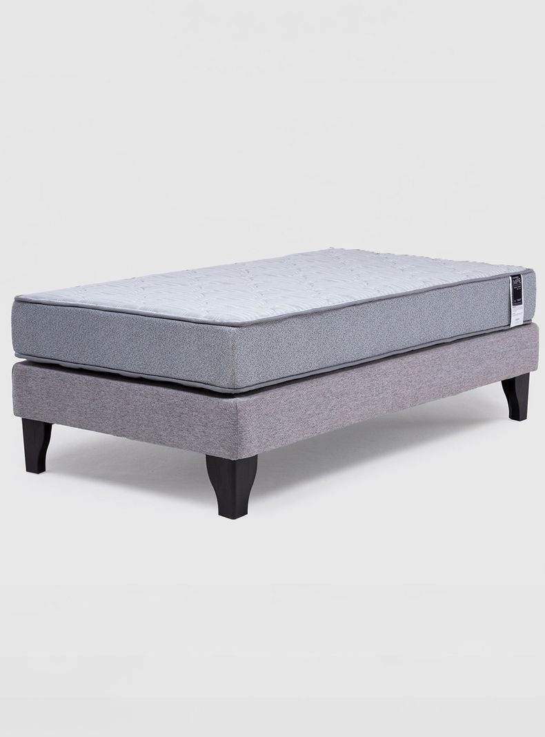 Cama Europea Feel 1 Plaza Tela Gris-0