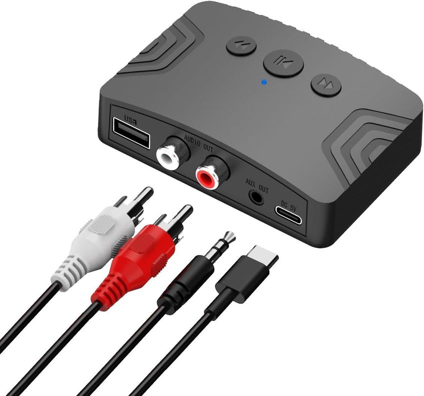 Receptor Audio Bluetooth V5.3 RCA Aux 3.5 Reproduce Pendrive-1