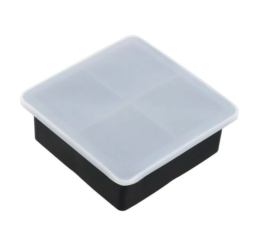 Cubetera Hielera Molde Silicona 4 Cubos Grandes Con Tapa-2